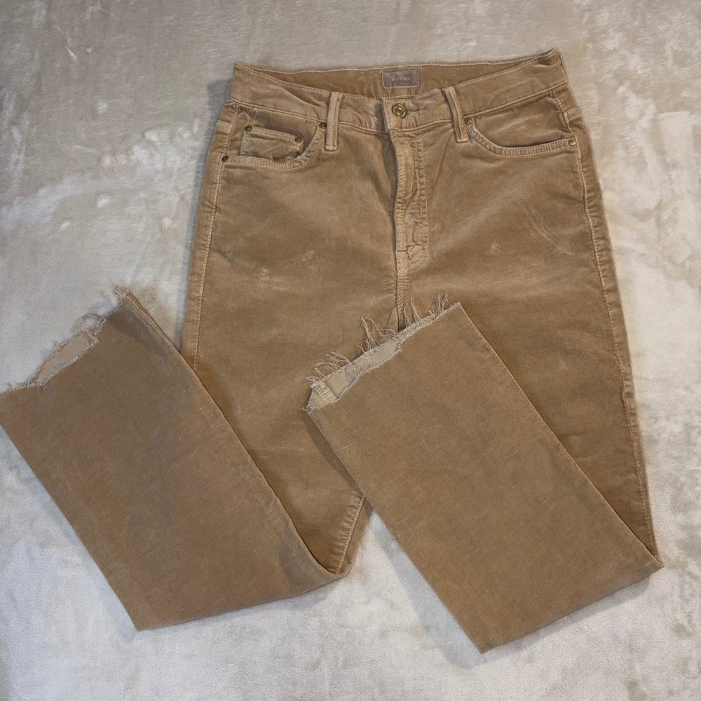 Mother Insider Crop Step Fray Corduroy Jeans Honey Tan 1157-618 Size 28